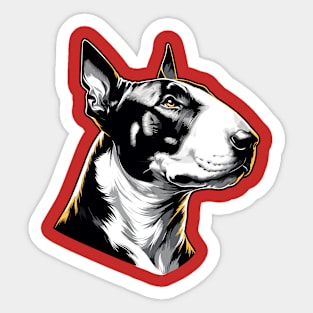 Stunning and Cool Bull Terrier Monochrome and Gold Portrait for Father's Day Sticker